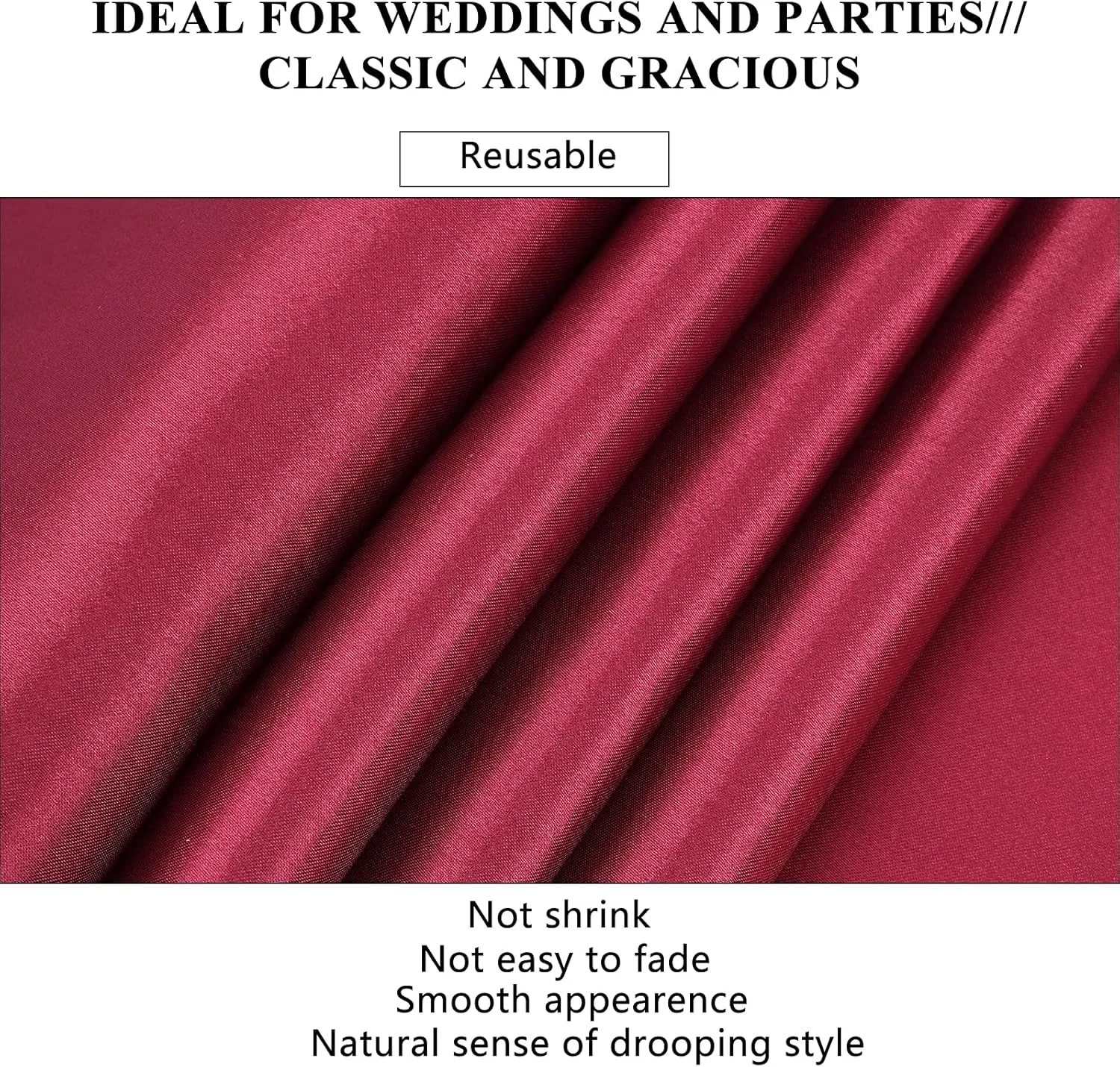 10-Pack Burgundy Satin Table Runner 12 x 108 inches Long Premium Silk and Smooth Fabric Table Runner for Wedding, Decorations for Birthday Parties, Banquets, Graduations, Engagements