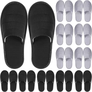 12 Pairs Disposable Slippers Hotel Guests Bulk Slipper Pack Non Slip Spa Women Men Wedding Comfort
