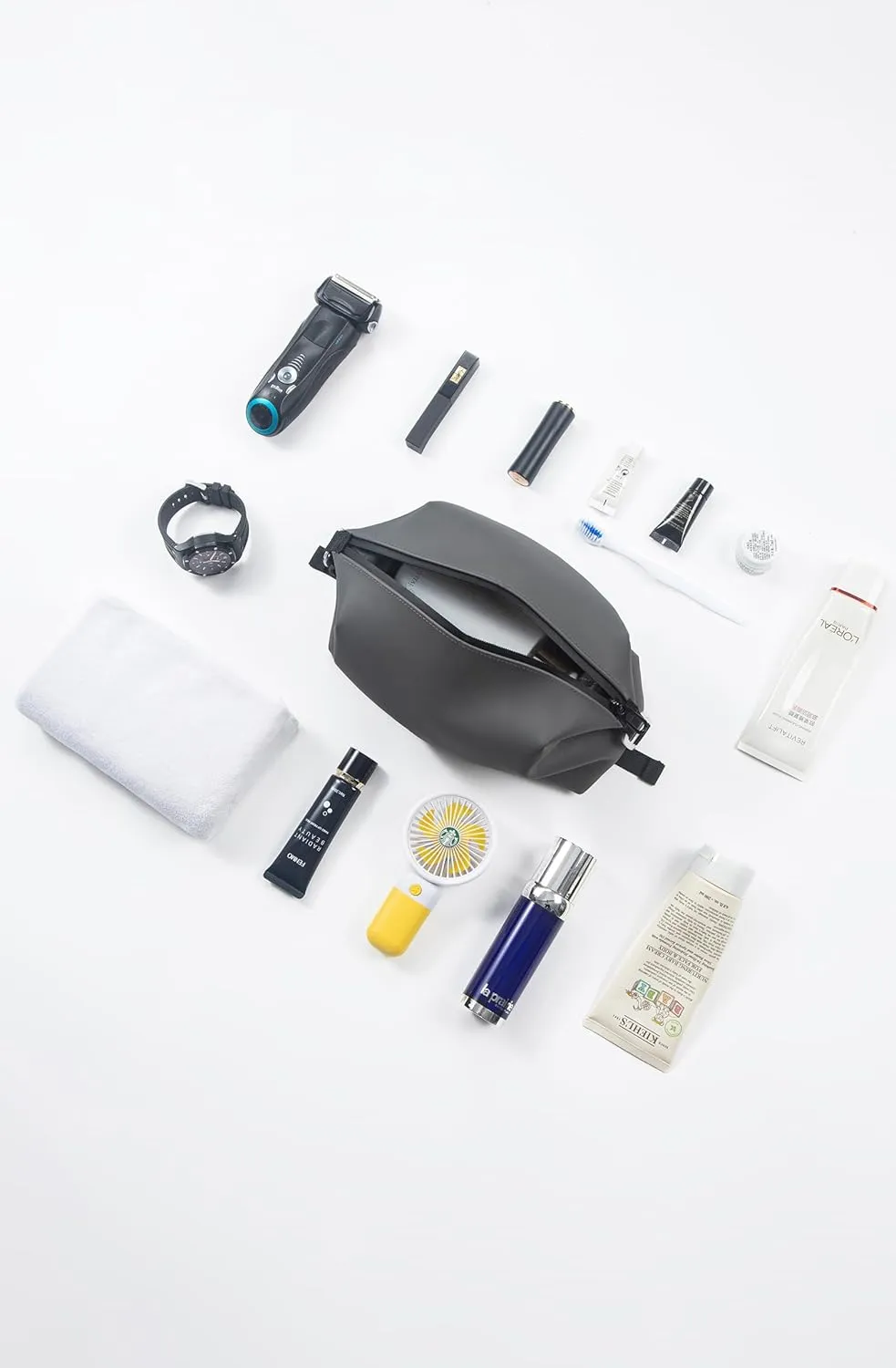 13" 6L Large Silicone Dopp Kit,Waterproof Leakproof Toiletry Bag,Foldable Travel Makeup Case for Mens Womens,Black