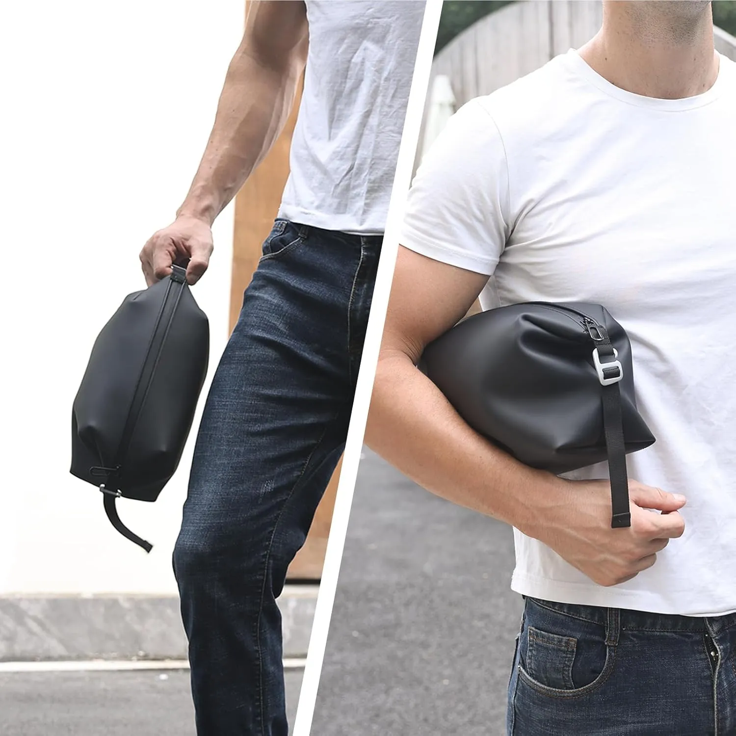 13" 6L Large Silicone Dopp Kit,Waterproof Leakproof Toiletry Bag,Foldable Travel Makeup Case for Mens Womens,Black