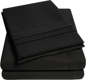 1500 Supreme Collection Queen Sheet Sets Black - Luxury Hotel Bed Sheets and Pillowcase Set for Queen Mattress - Extra Soft, Elastic Corner Straps, Deep Pocket Sheets, Queen Black