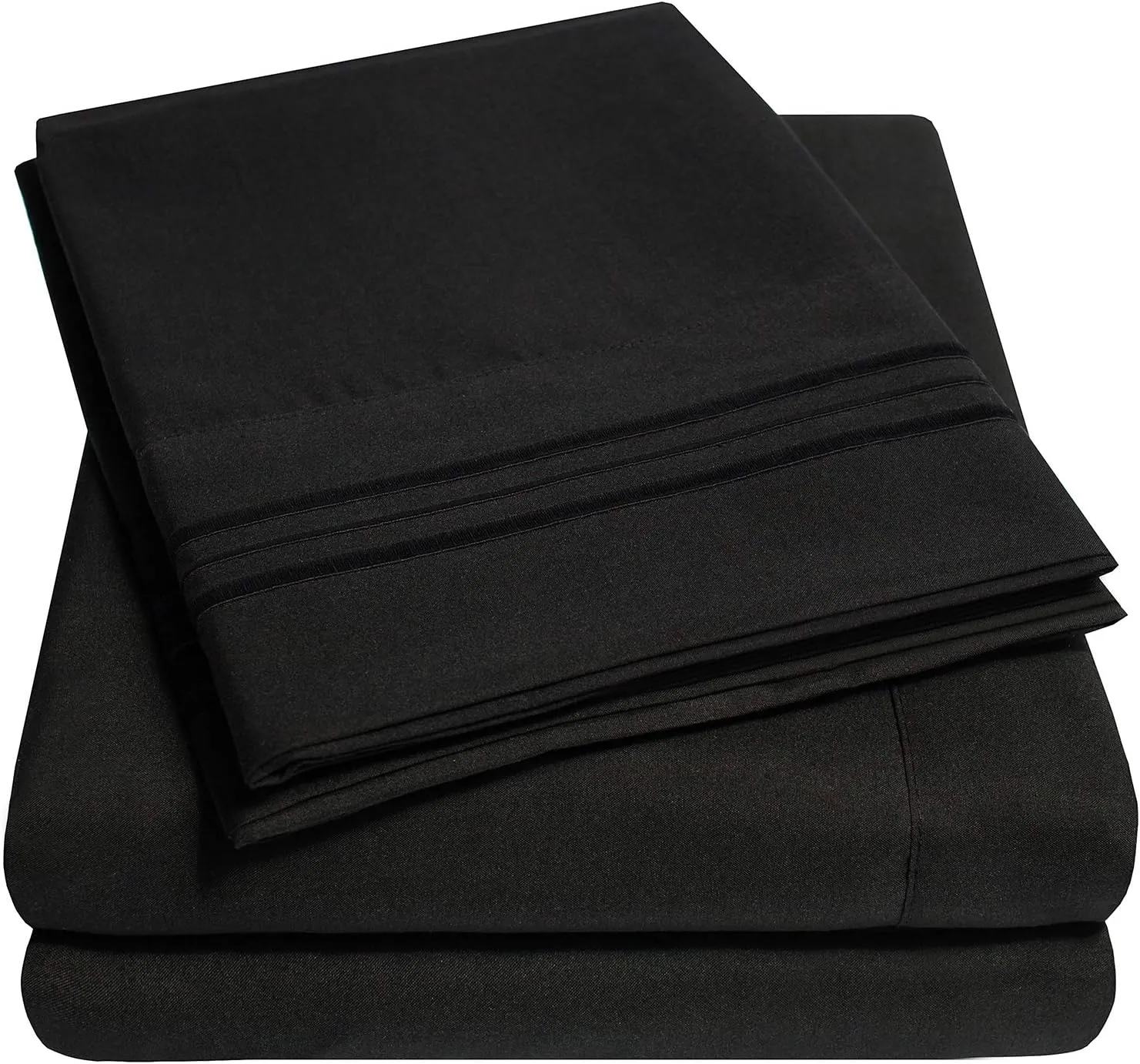 1500 Supreme Collection Queen Sheet Sets Black - Luxury Hotel Bed Sheets and Pillowcase Set for Queen Mattress - Extra Soft, Elastic Corner Straps, Deep Pocket Sheets, Queen Black