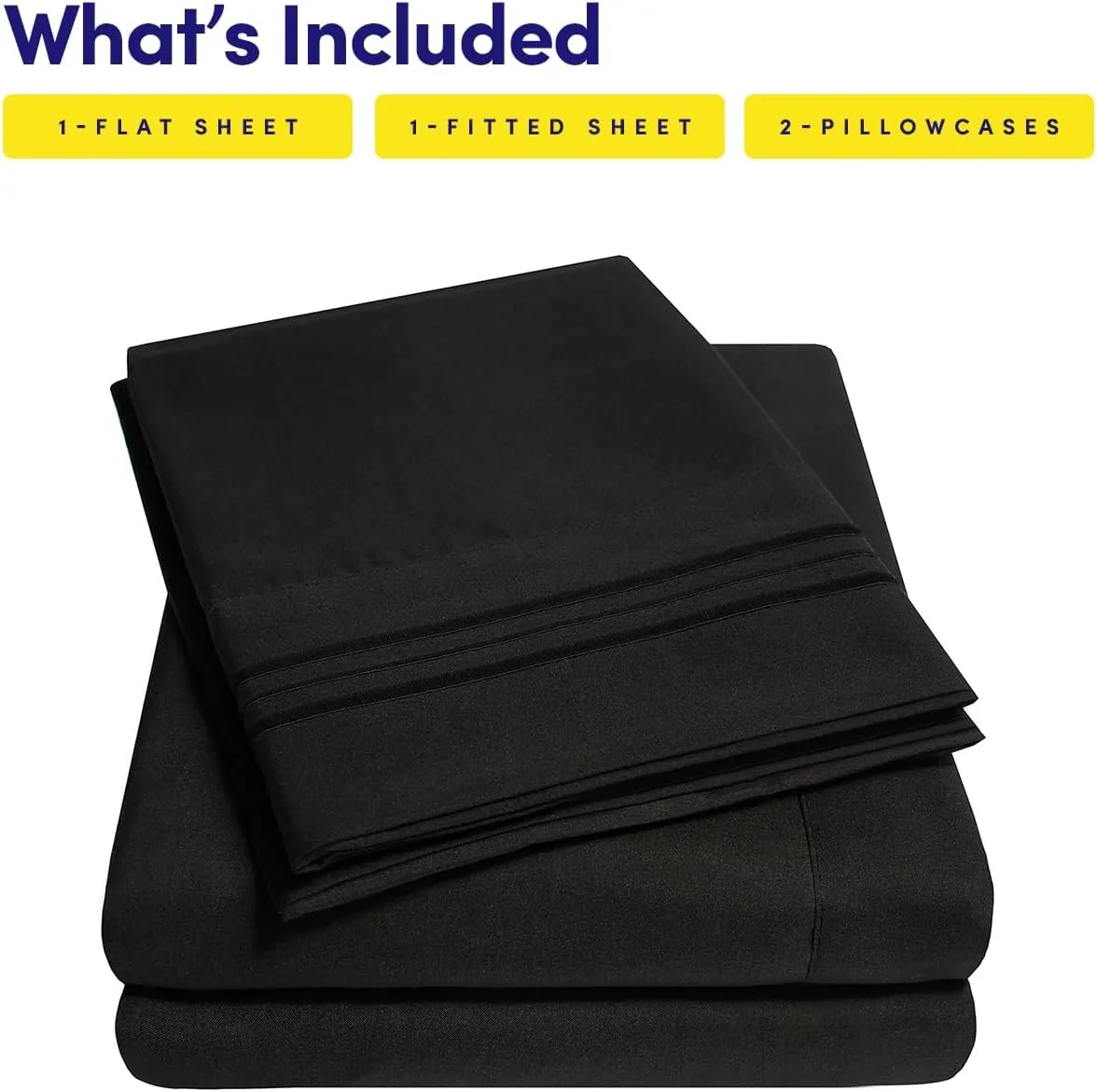1500 Supreme Collection Queen Sheet Sets Black - Luxury Hotel Bed Sheets and Pillowcase Set for Queen Mattress - Extra Soft, Elastic Corner Straps, Deep Pocket Sheets, Queen Black