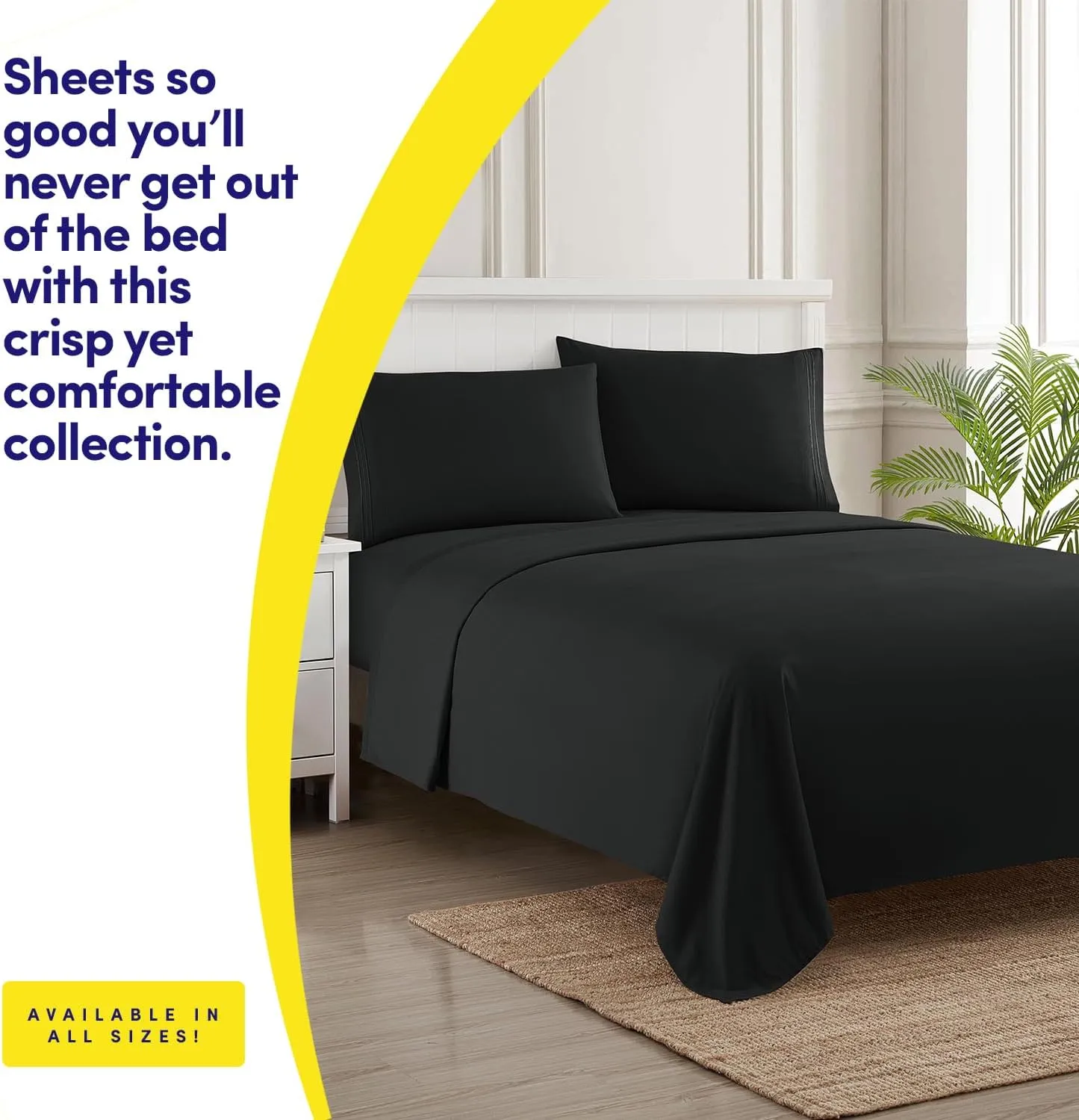 1500 Supreme Collection Queen Sheet Sets Black - Luxury Hotel Bed Sheets and Pillowcase Set for Queen Mattress - Extra Soft, Elastic Corner Straps, Deep Pocket Sheets, Queen Black