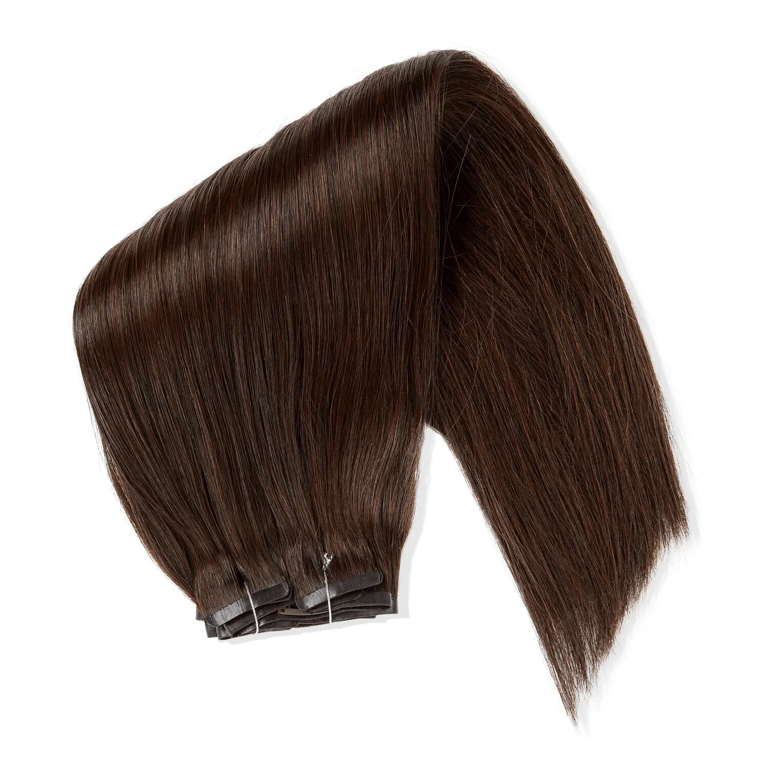 18 Inch Brown Seamless Clip in Hair Extensions, 100% Human Hair, Add Length and Volume