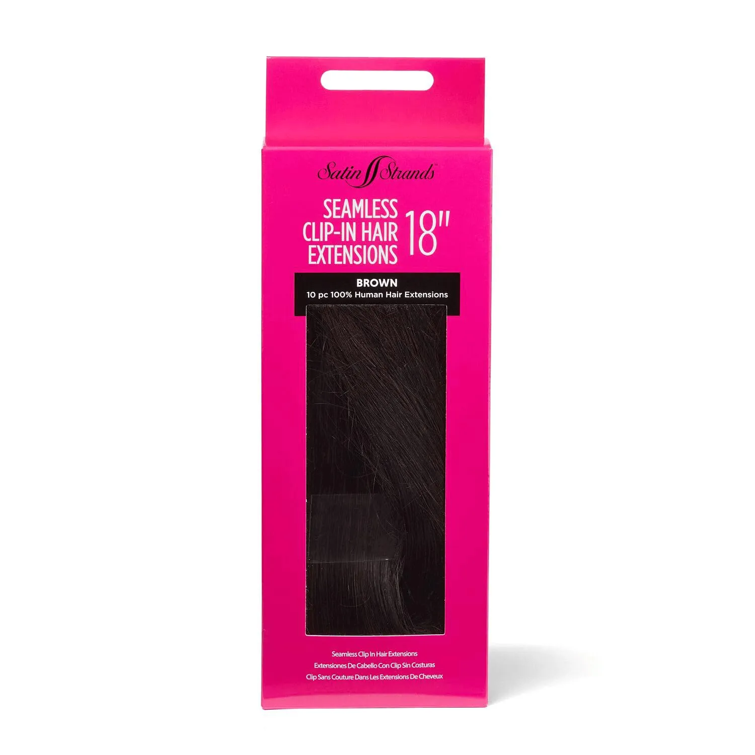 18 Inch Brown Seamless Clip in Hair Extensions, 100% Human Hair, Add Length and Volume