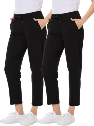 2 Pack Women's Pants with Deep Pockets Stretch Soft Sweatpants for Casual Athletic Lounge Work Golf Travel