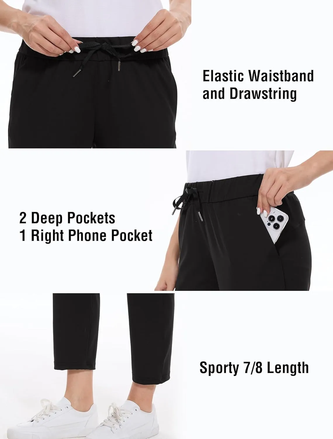 2 Pack Women's Pants with Deep Pockets Stretch Soft Sweatpants for Casual Athletic Lounge Work Golf Travel