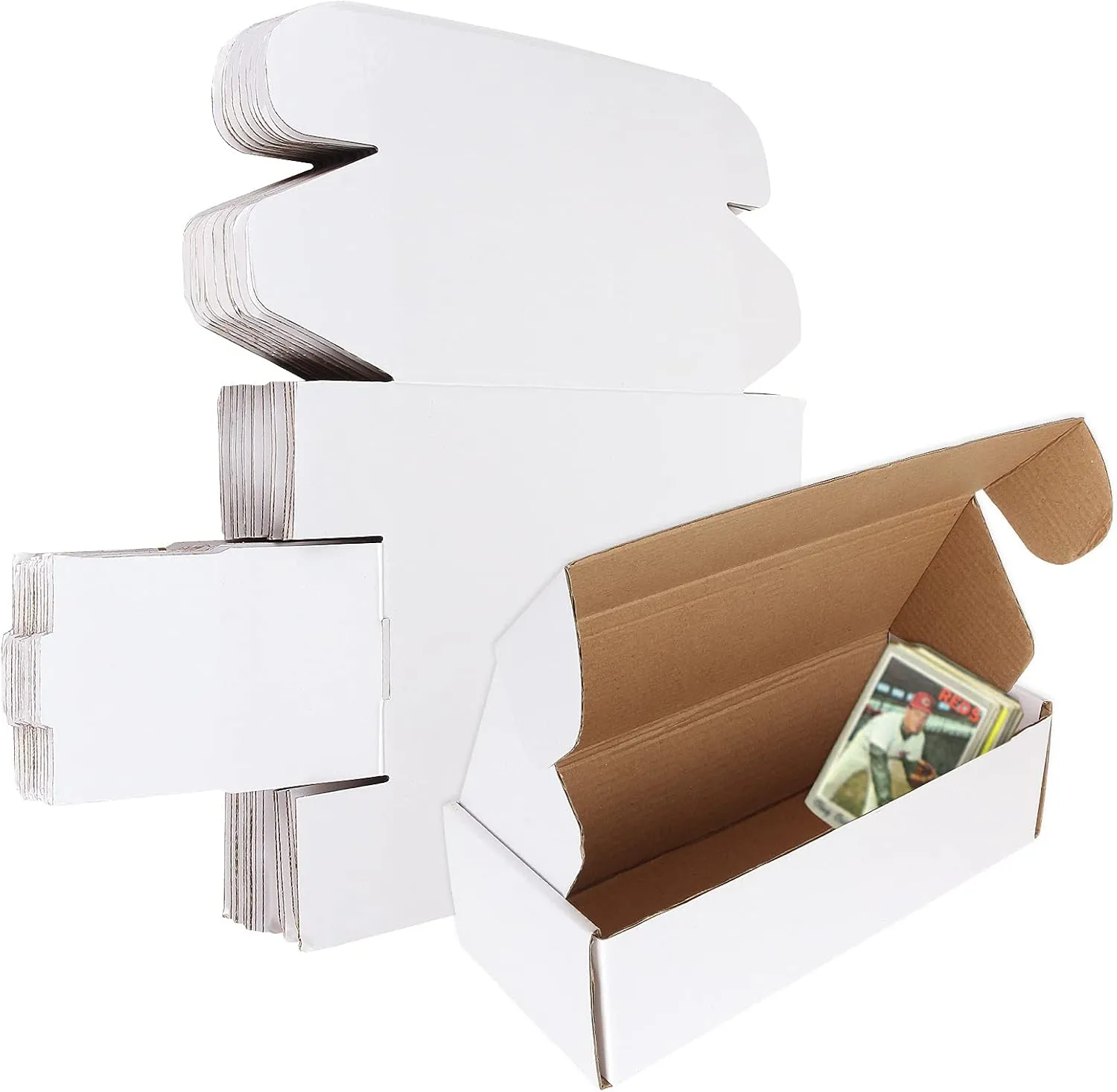 20 Pack 500 Count Trading Card Storage Box Corrugated Cardboard Baseball Card Box For Shipping, Hockey Cards Hobby Box Cardboard Sleeves For Card, Sport Card Storage Box White 10x4x2.7Inches