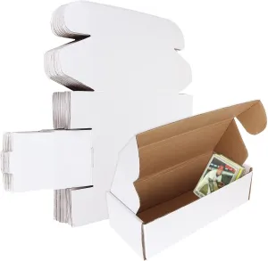 20 Pack 500 Count Trading Card Storage Box Corrugated Cardboard Baseball Card Box For Shipping, Hockey Cards Hobby Box Cardboard Sleeves For Card, Sport Card Storage Box White 10x4x2.7Inches