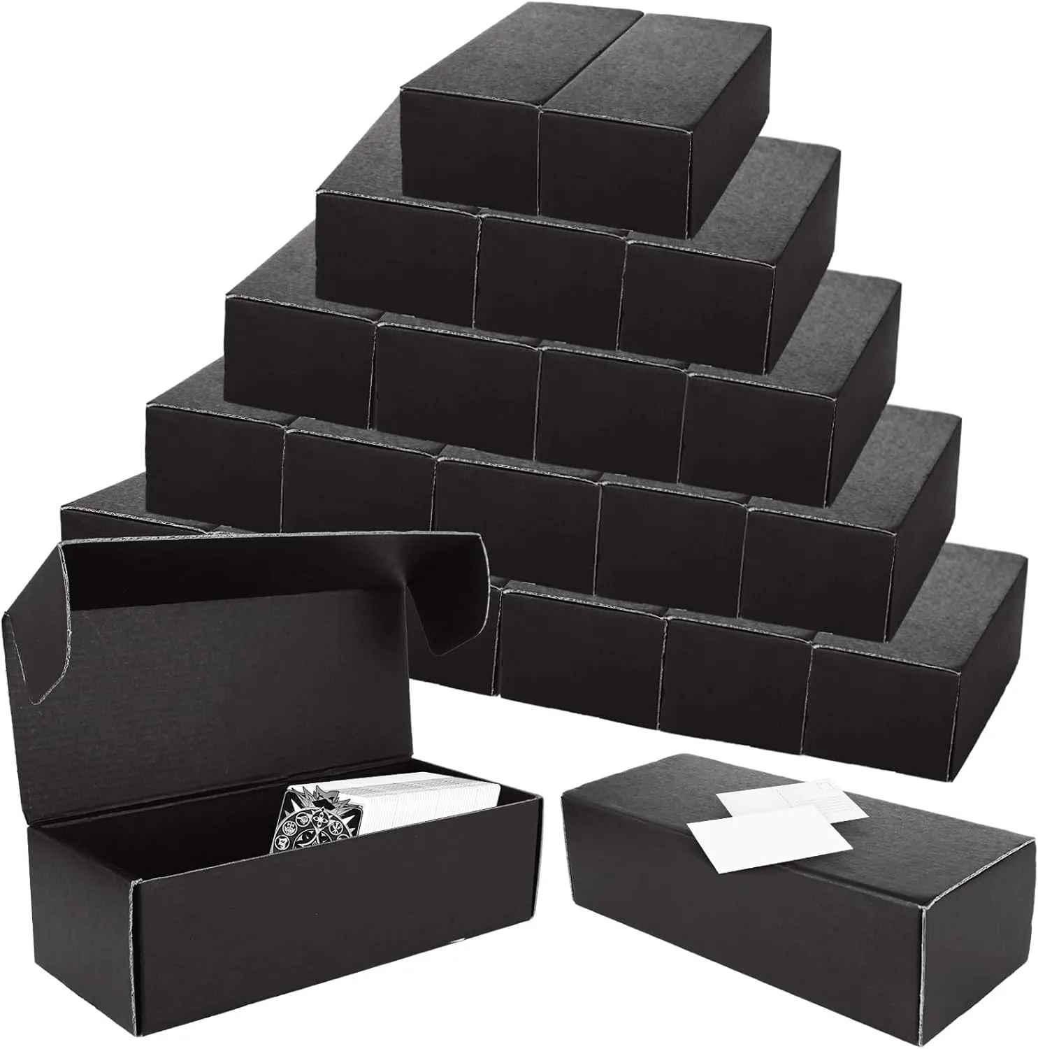 20 PCS 9.8x3.9x2.7 Inch Trading Card Storage Box 600 Count Black Baseball Card Box Corrugated Cardboard Sports Cards Storage Boxes for cards, Each can hold 600 cards