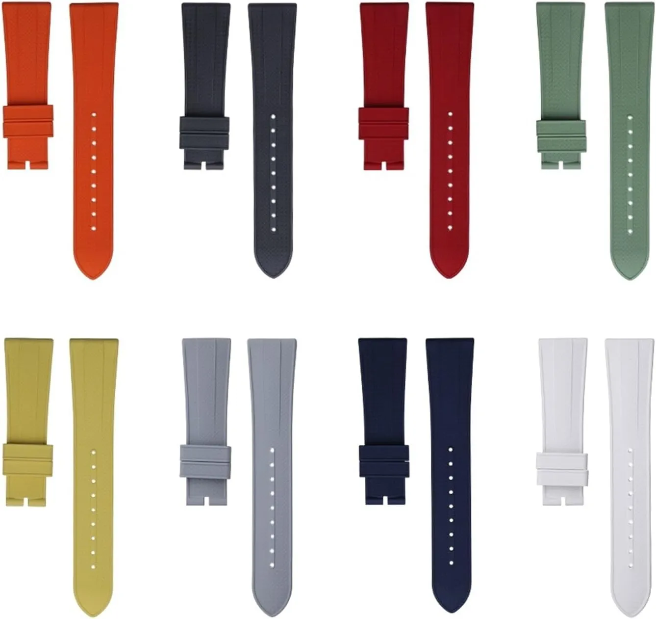 22mm Flat End Soft Fluororubber Watch Band For TUDOR Strap M79360.M79363 Stainless Fold Buckle Black Bay 1958 GMT 41mm Pelagos