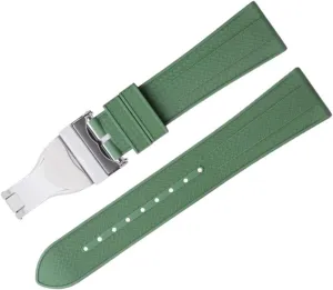 22mm Flat End Soft Fluororubber Watch Band For TUDOR Strap M79360.M79363 Stainless Fold Buckle Black Bay 1958 GMT 41mm Pelagos