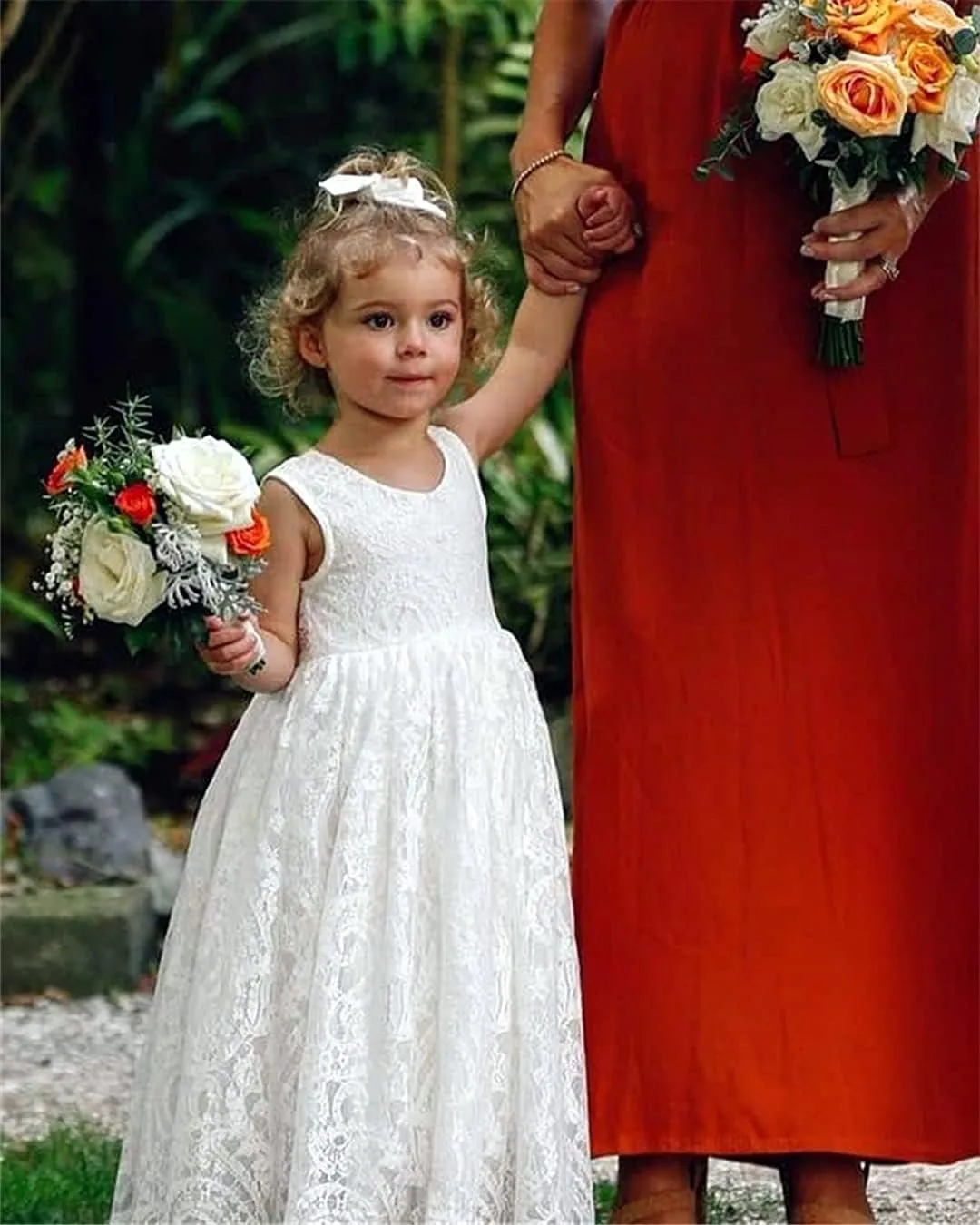 2Bunnies Girl Paisley Lace Back A-Line Straight Tutu Tulle Party Flower Girl Dress