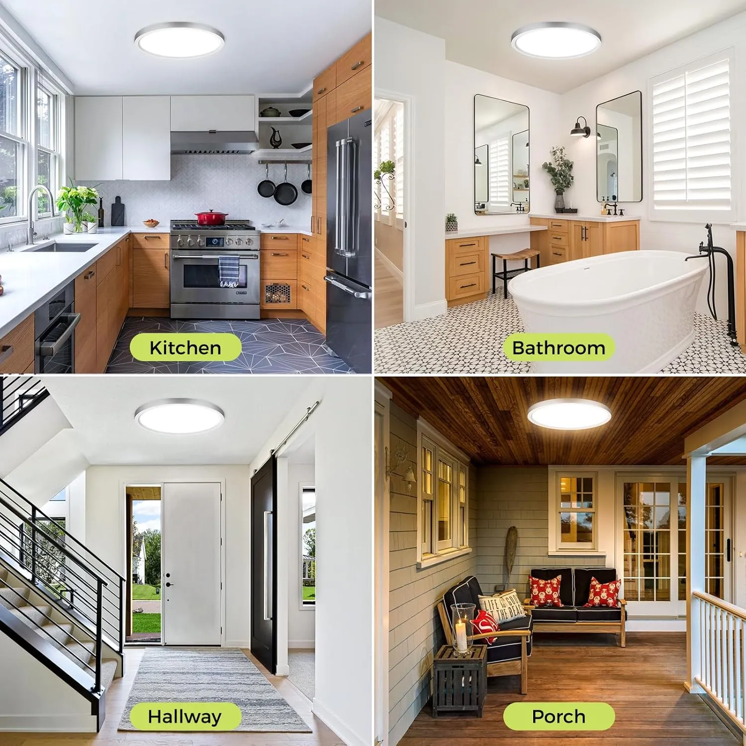 2Pack LED Flush Mount Ceiling Light Fixture Brushed Nickel, 12Inch 24W, Dimmable&3000K-6500K Adjustable Low Profile Ceiling Lights, 3200LM Modern Lamp for Kitchen, Bedroom, Porch, Hallway, White