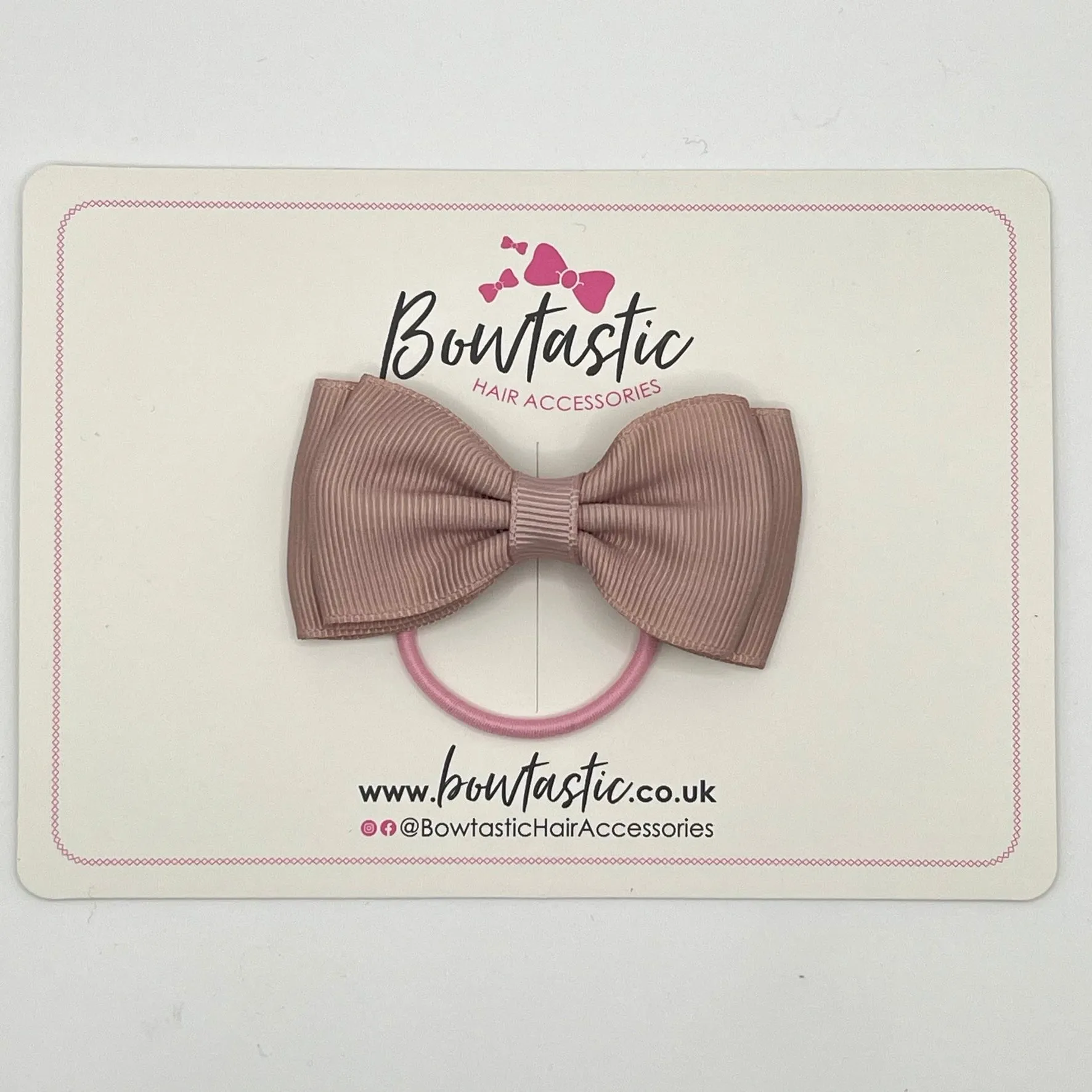 3 Inch Flat Double Bow Thin Elastic - Cameo