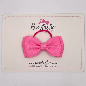 3 Inch Flat Double Bow Thin Elastic - Geranium Pink