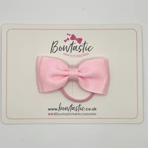 3 Inch Flat Double Bow Thin Elastic - Pearl Pink