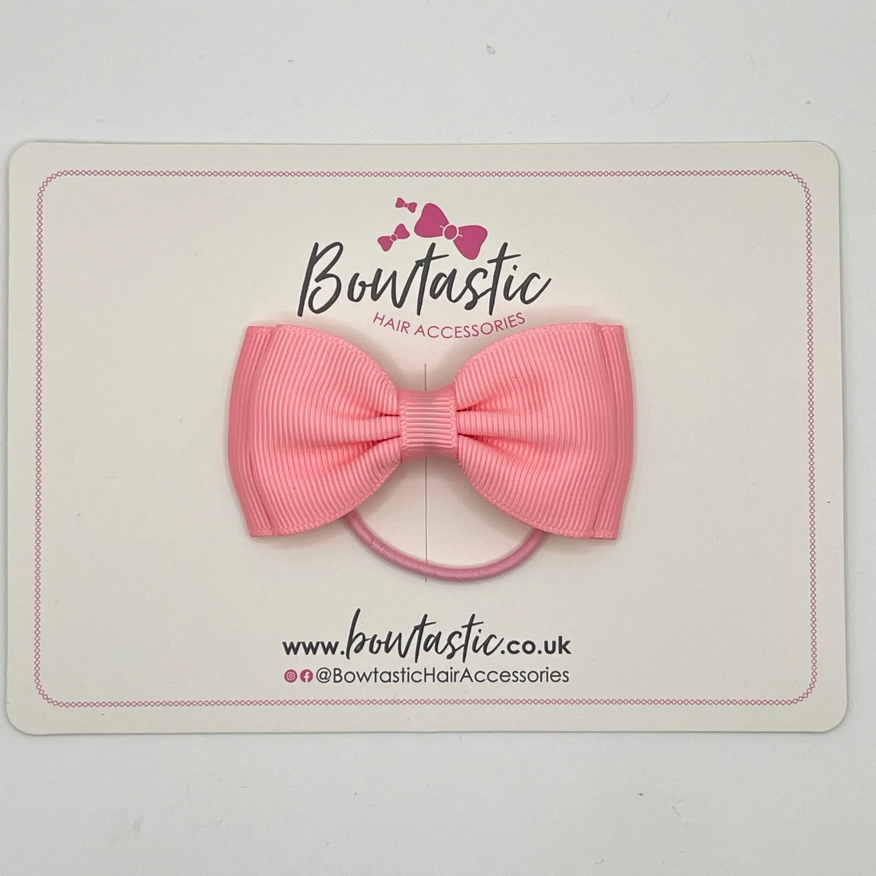 3 Inch Flat Double Bow Thin Elastic - Pink