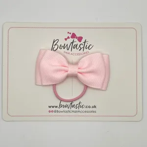 3 Inch Flat Double Bow Thin Elastic - Powder Pink
