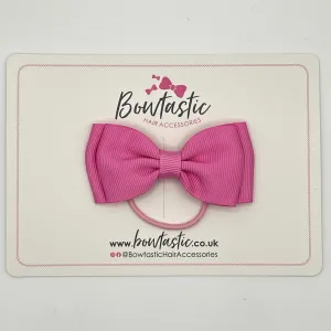 3 Inch Flat Double Bow Thin Elastic - Rose Bloom