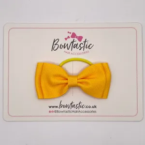 3 Inch Flat Double Bow Thin Elastic - Yellow Gold