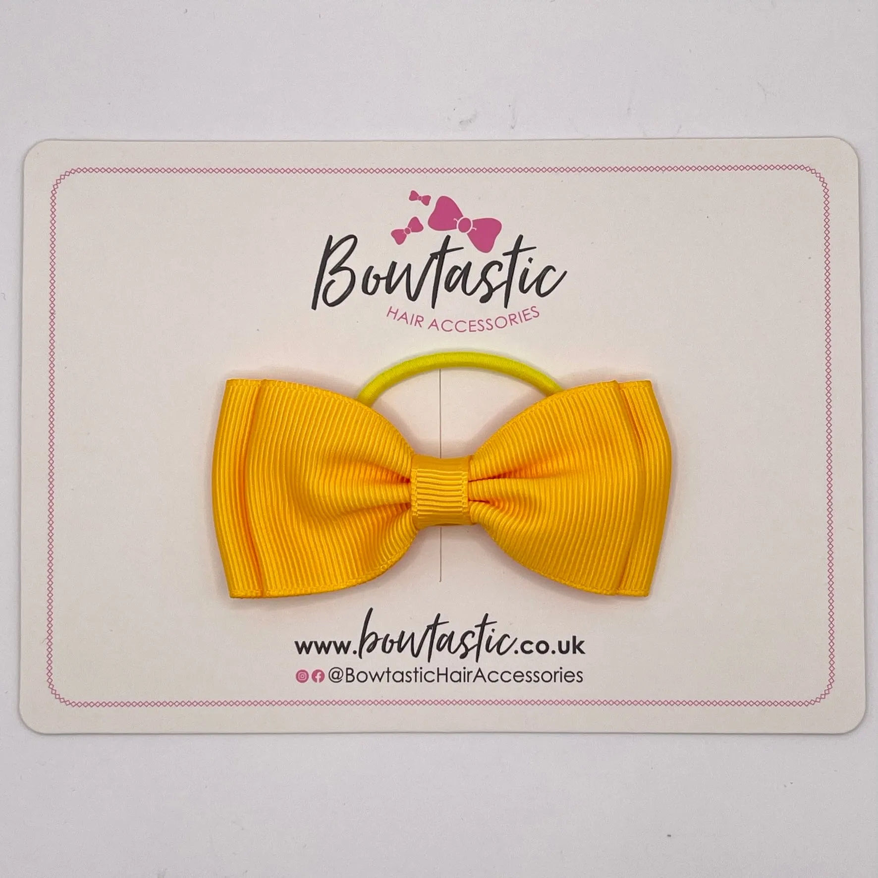 3 Inch Flat Double Bow Thin Elastic - Yellow Gold
