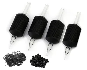 30mm (6/5" Inch) Ultra Premium Clear Disposable Tubes w/Black Soft Silicone Grip- 20 Pack, Closed Flat Tip (7FT)