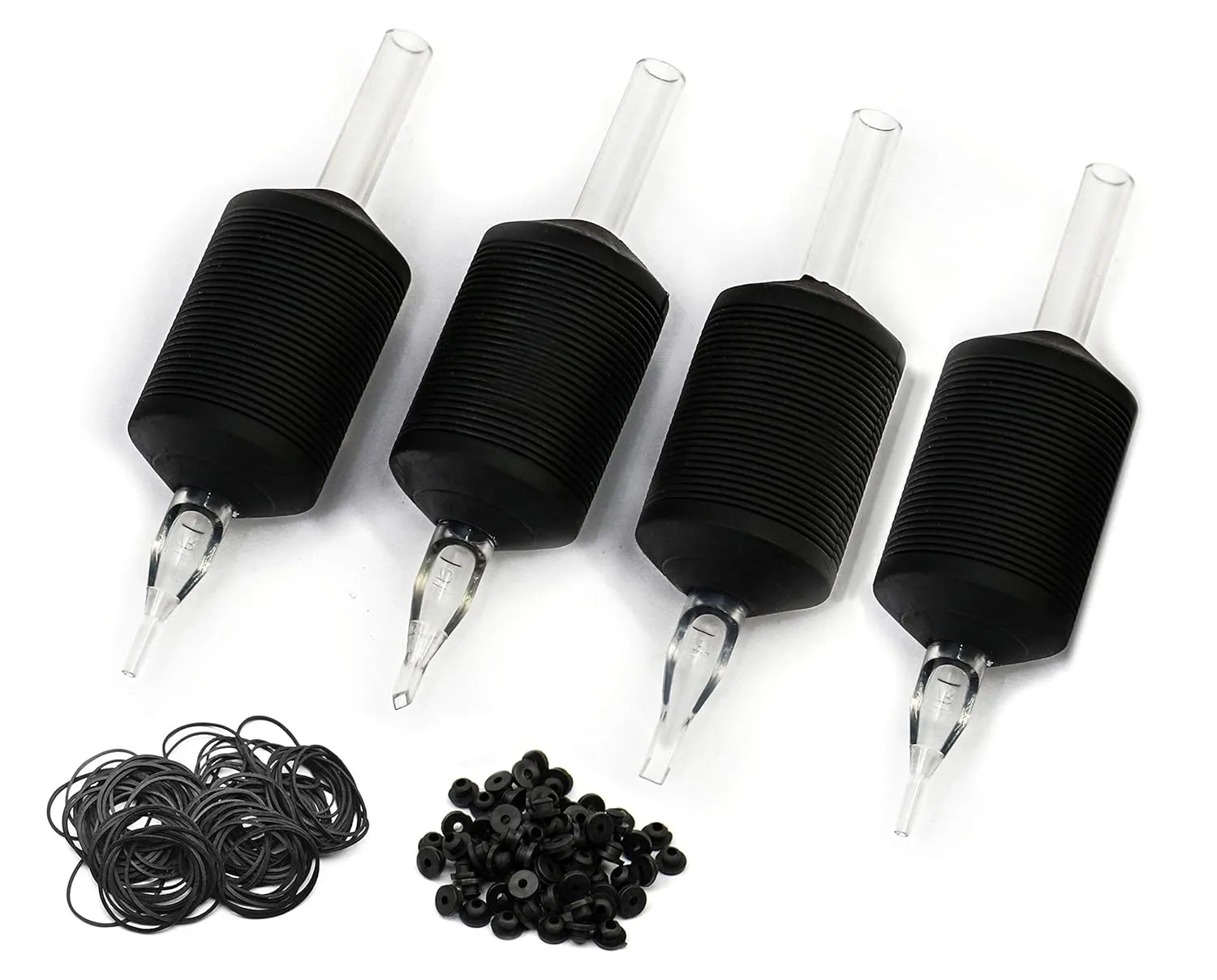 30mm (6/5" Inch) Ultra Premium Clear Disposable Tubes w/Black Soft Silicone Grip- 20 Pack, Closed Flat Tip (7FT)