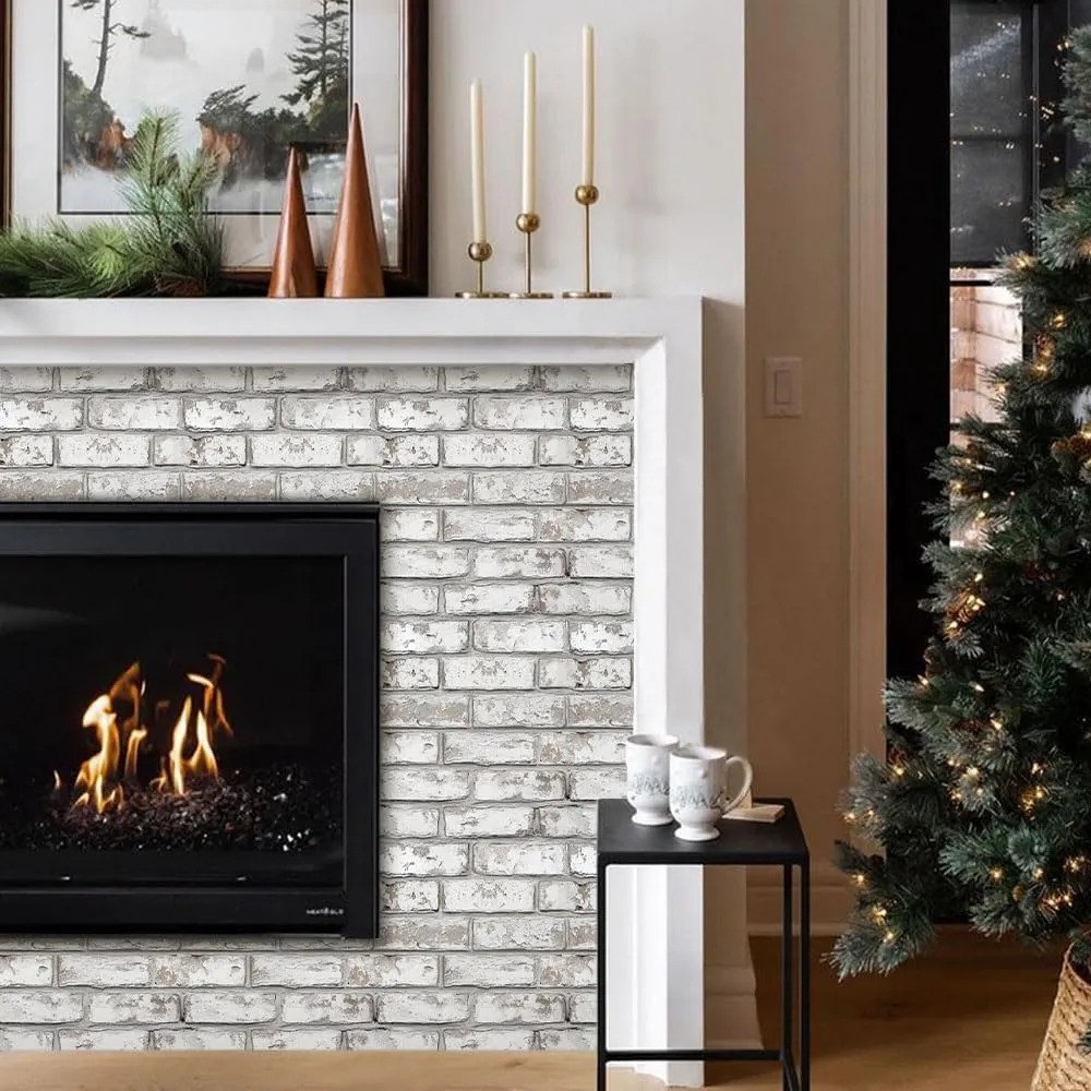 3D Faux Brick Wall Panel, Peel and Stick Brick Tiles, 10 Pcs of 12"X12", Small Size Thin PVC Brick Adhesive Fake Brick Paneling Brick Backsplash Background, Retro White