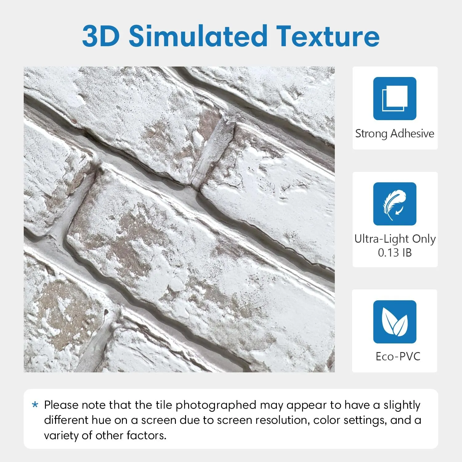 3D Faux Brick Wall Panel, Peel and Stick Brick Tiles, 10 Pcs of 12"X12", Small Size Thin PVC Brick Adhesive Fake Brick Paneling Brick Backsplash Background, Retro White