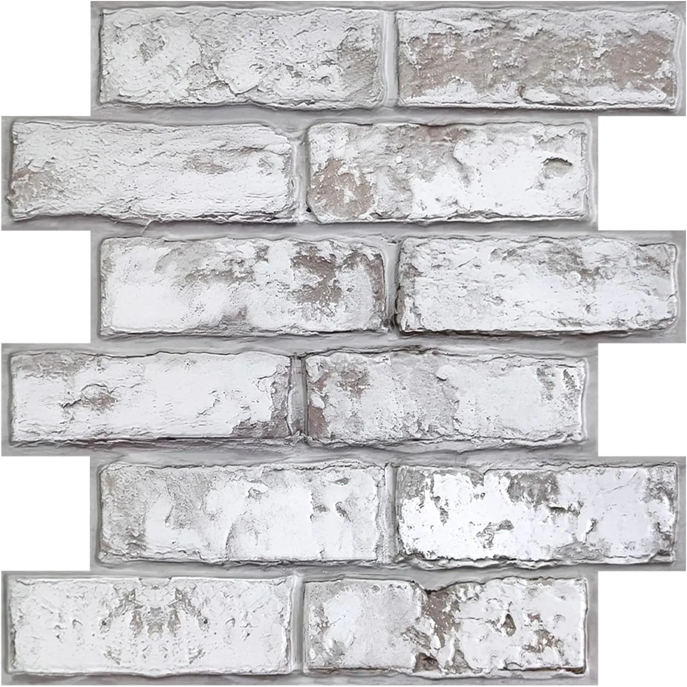 3D Faux Brick Wall Panel, Peel and Stick Brick Tiles, 10 Pcs of 12"X12", Small Size Thin PVC Brick Adhesive Fake Brick Paneling Brick Backsplash Background, Retro White