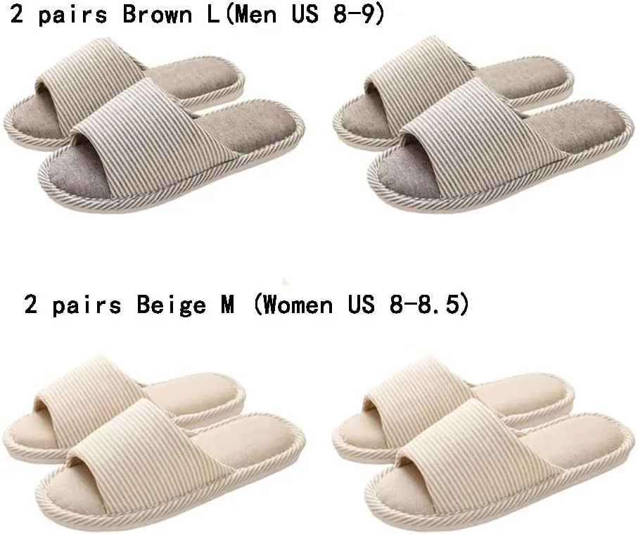 4 Pairs Spa Slippers - Non Slip Disposable Slippers for Guests, Men & Women - Washable & Travel Friendly