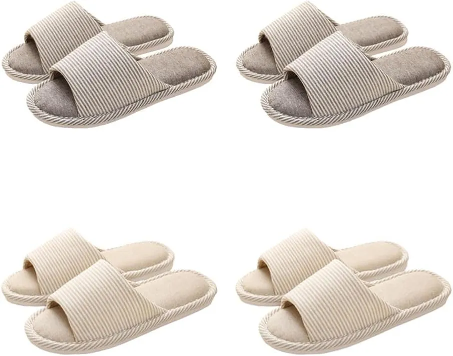 4 Pairs Spa Slippers - Non Slip Disposable Slippers for Guests, Men & Women - Washable & Travel Friendly