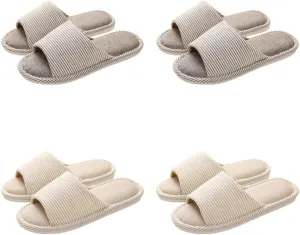 4 Pairs Spa Slippers - Non Slip Disposable Slippers for Guests, Men & Women - Washable & Travel Friendly