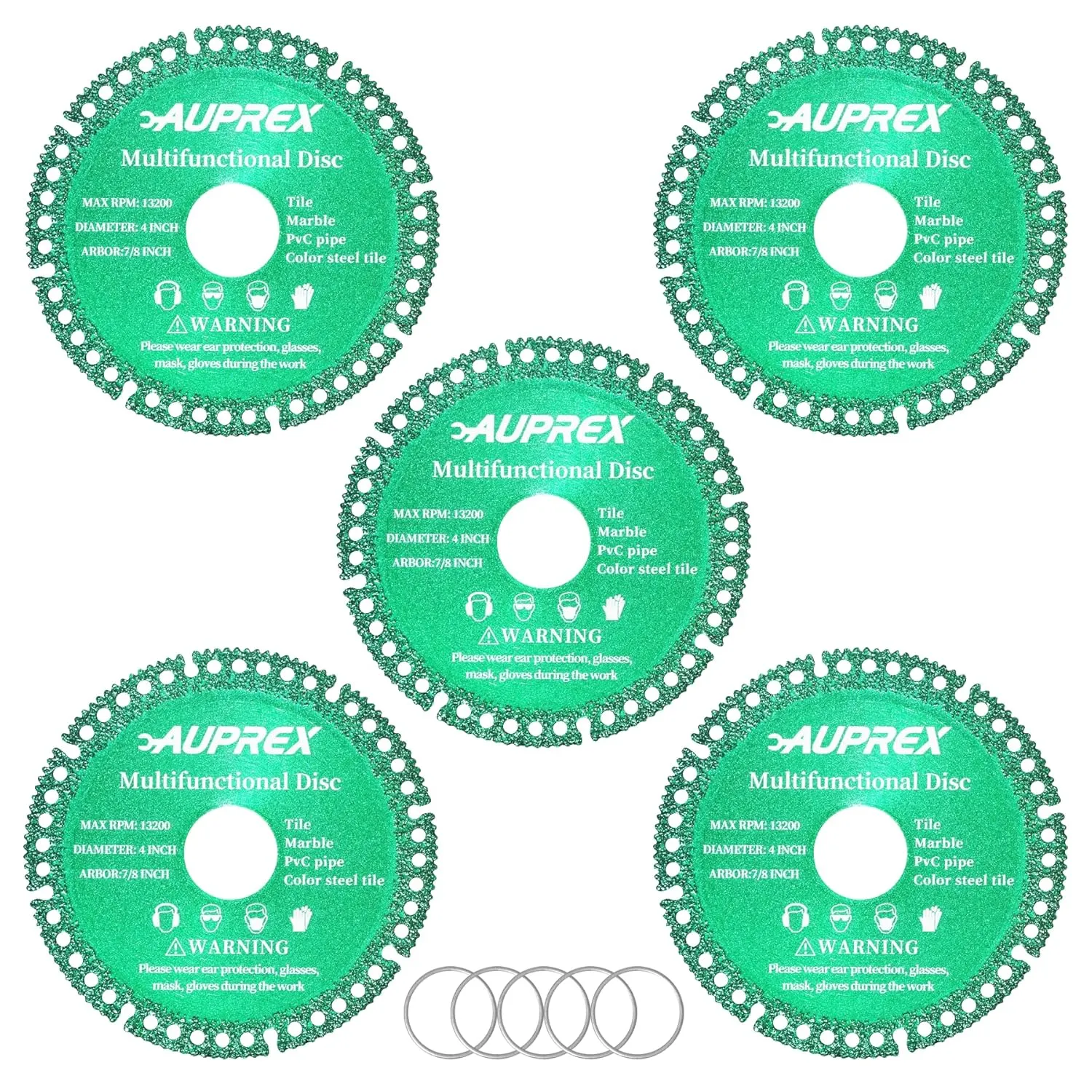 5 Pack 4 Inch Indestructible Disc for Grinder, 7/8" Arbor Angle Grinder Diamond Cutting Disc, Cut Everything in Seconds, Multifunctional Cutting Blade for Various Materials-Green