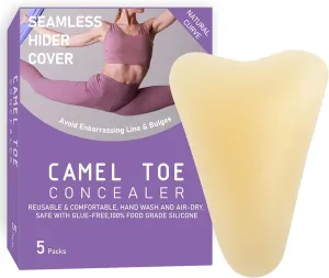 5 Packs Camel Toe Concealer for Swimsuit, Anti Camel Toe Cover, Self Adhensive Seamless Camel Toe Hider, No Camel Toe Silicone Insert