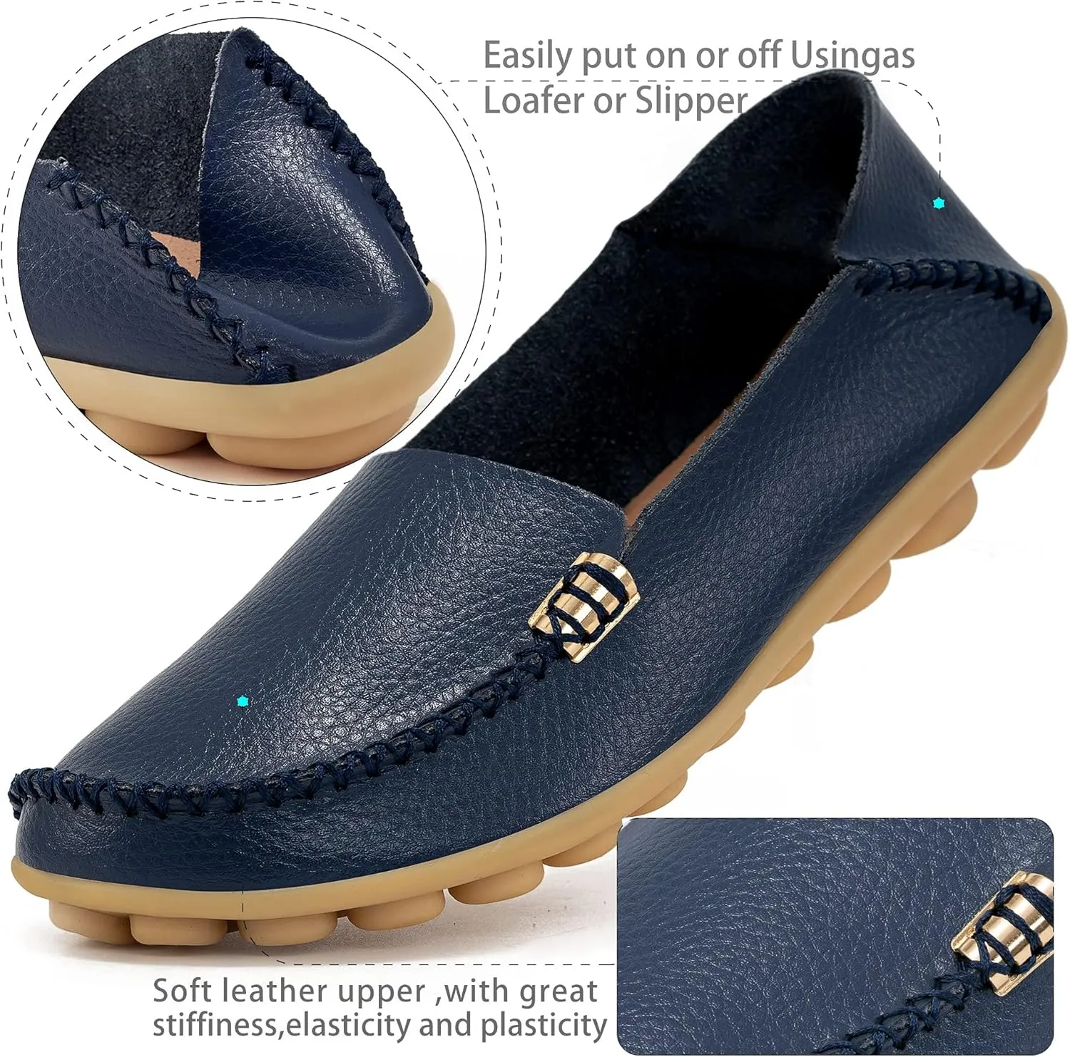 Ablanczoom Womens Loafers Flats Shoes: Comfort Round Toe Slip on Soft Moccasins Dressy Loafer for Driving Walking