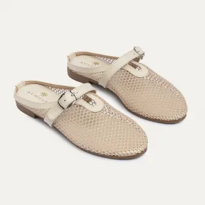 Achilles | Milan Mesh Mary Jane Mules - Beige