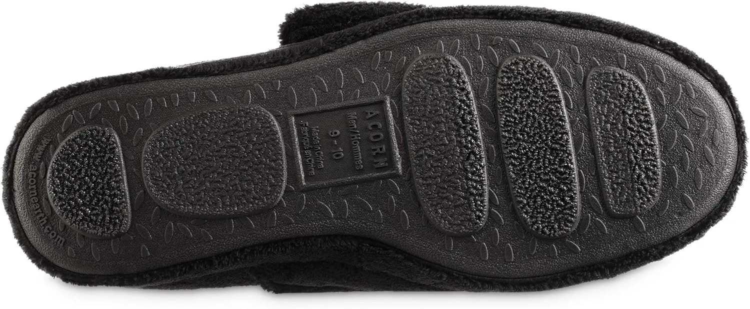 Acorn Men's Adjustable Wrap Slippers, Warm and Cozy Therapeutic Support for Arthritis, Swollen feet, or Diabetic Footwear