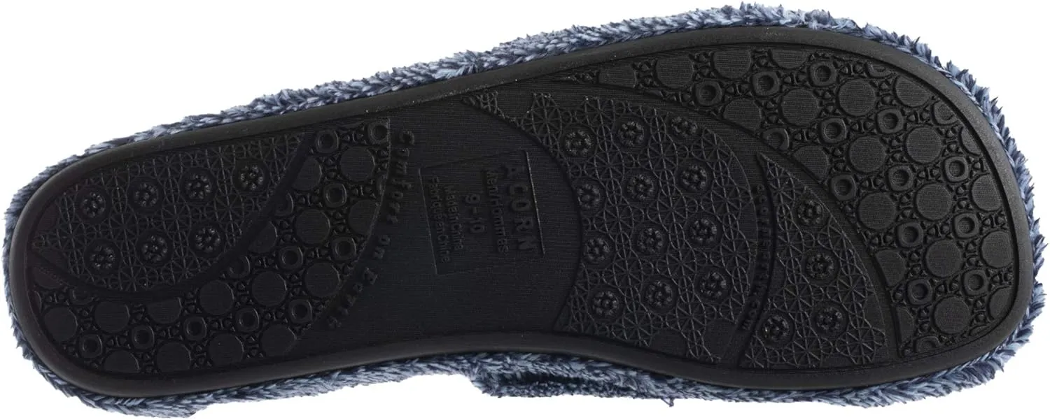 Acorn Men's Spa Slide Slippers with Adjustable Strap and Soft Terry Lining