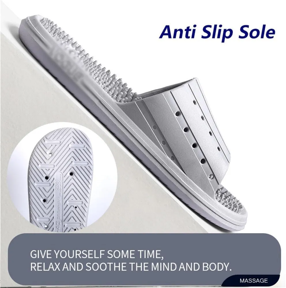 Acupressure age Slippers For Women Men Reflexology age ls Comfort Foot ager Quick Drying Shower Shoes Relieves Plantar Fasciitis & Heel Pain(Grey,40/41 EU)