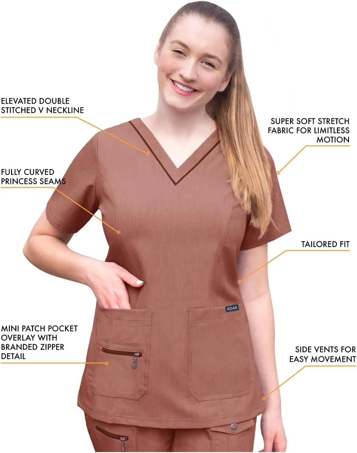 Adar Pro Flawless Plus Scrub Set for Women - Elevated V-Neck Top & Jogger Scrub Pants