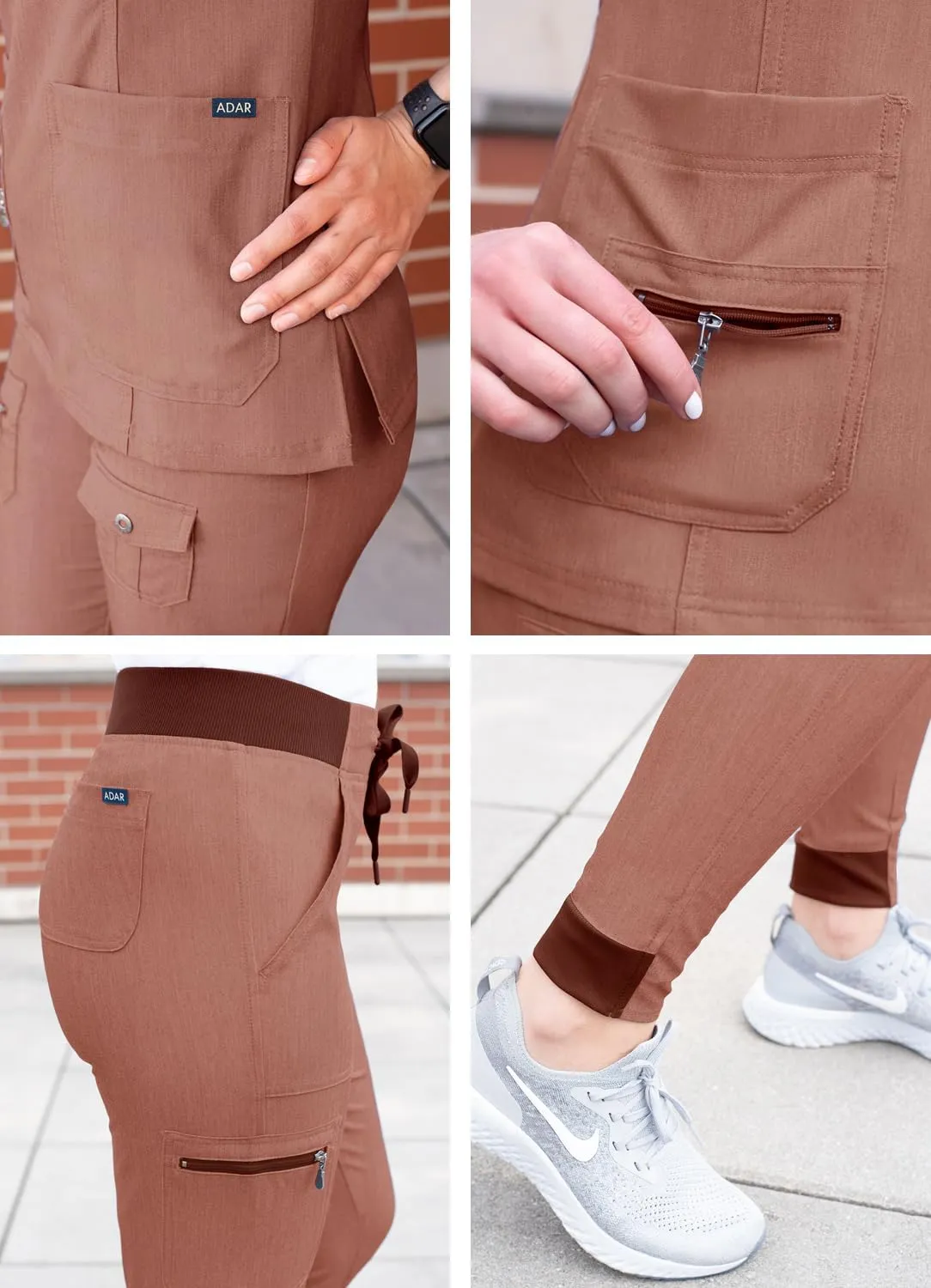 Adar Pro Flawless Plus Scrub Set for Women - Elevated V-Neck Top & Jogger Scrub Pants