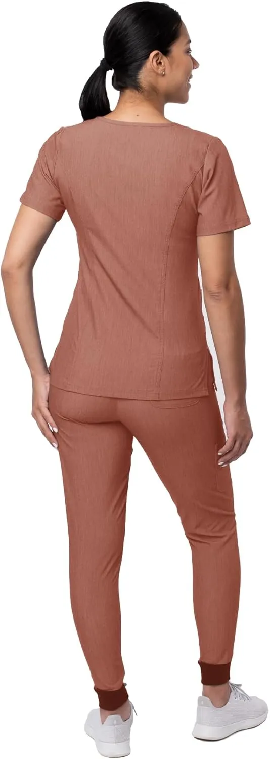 Adar Pro Flawless Plus Scrub Set for Women - Elevated V-Neck Top & Jogger Scrub Pants