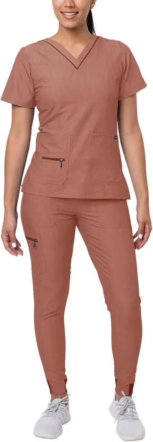 Adar Pro Flawless Plus Scrub Set for Women - Elevated V-Neck Top & Jogger Scrub Pants