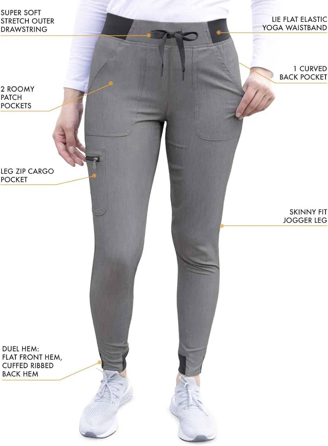 Adar Pro Movement Booster Scrub Set for Women - Sweetheart V-Neck Scrub Top & Yoga Jogger Scrub Pants