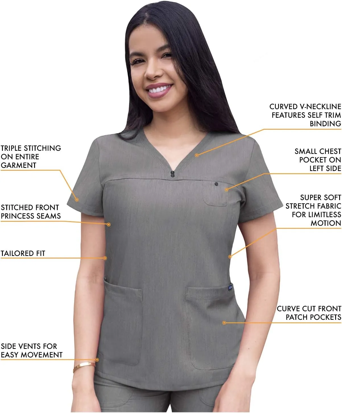 Adar Pro Movement Booster Scrub Set for Women - Sweetheart V-Neck Scrub Top & Yoga Jogger Scrub Pants