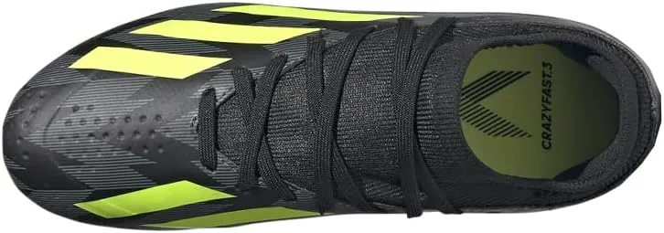 adidas Kids Boys X Crazyfast Inj.3 Firm Ground Soccer Cleats Cleated, Firm Ground - Black, Green