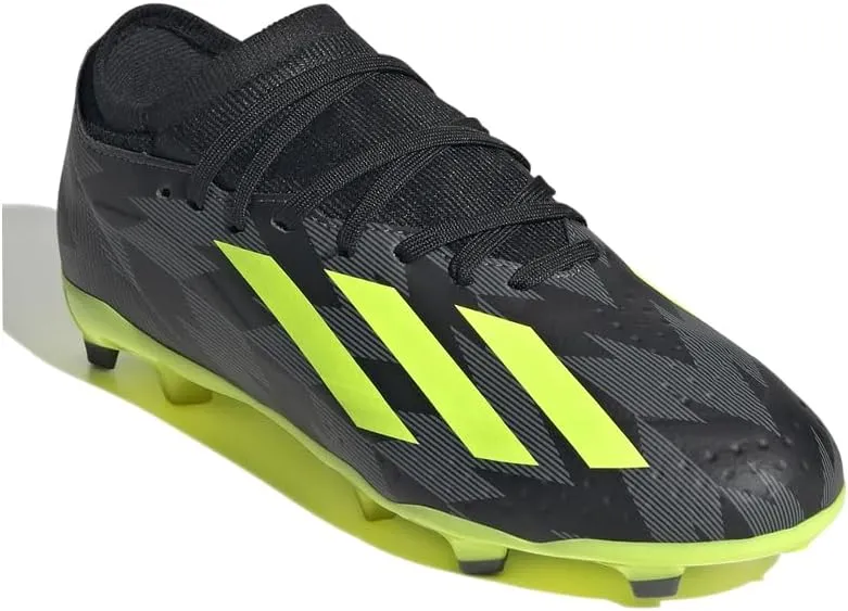 adidas Kids Boys X Crazyfast Inj.3 Firm Ground Soccer Cleats Cleated, Firm Ground - Black, Green